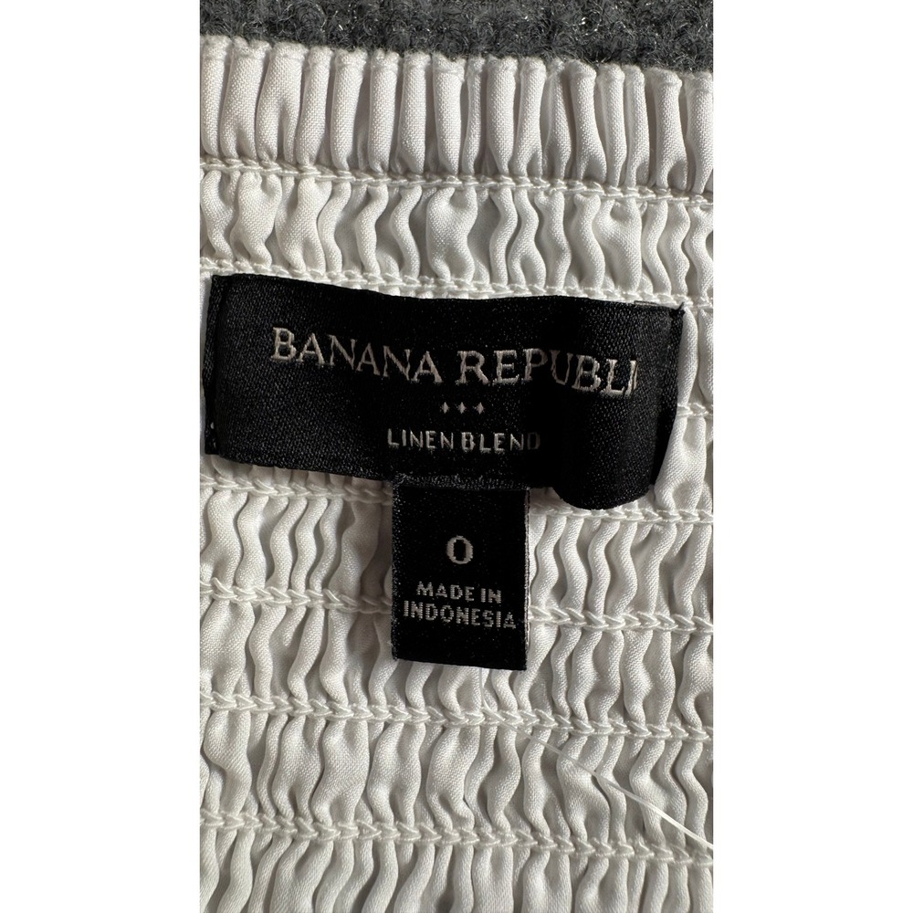 Banana Republic White Linen Blend Smocked Back Bustier Crop Top Size 0 - Picture 8 of 10